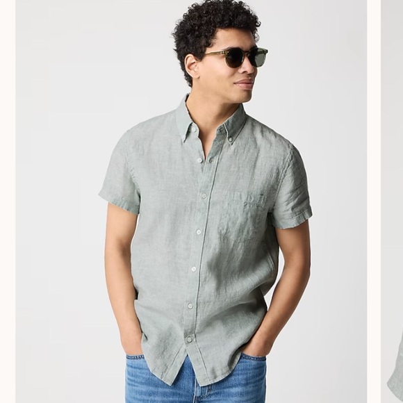 J. Crew Men's Light Green Casual Button Down Shirt.  Linen blend. - Picture 1 of 6